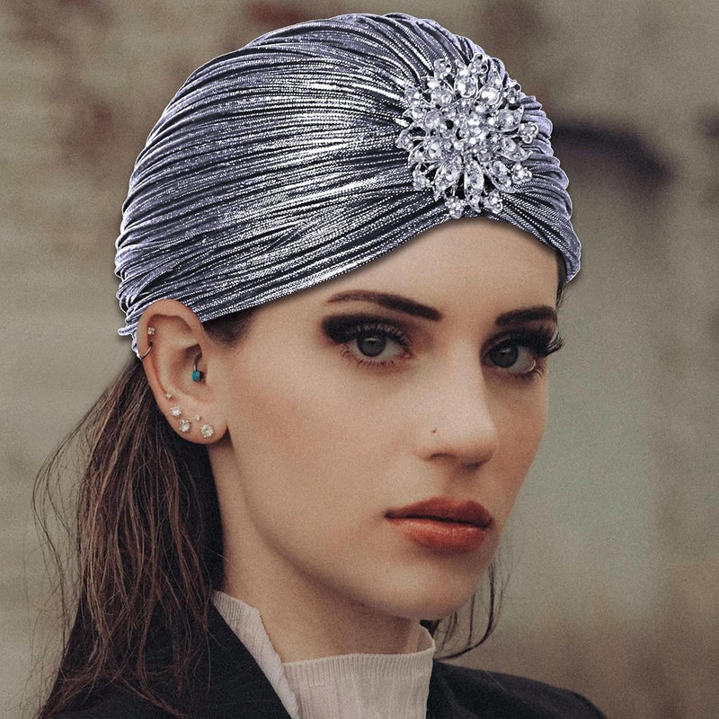 CROWN GUIDE 1920s Gatsby Headpiece Crystal Roaring 20s Costumes Accessories Flapper Cap Exotic Hair Wraps - Image 3